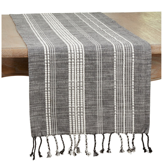Everyday / All Season Black Striped Table Runner, 100% cotton