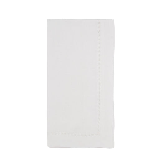 White Hemstitched Napkins s 55% linen - 45% cotton, 20 Inch Square (12 pcs.)