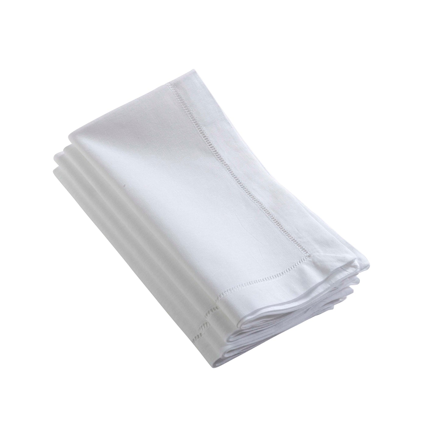 White Hemstitched Napkins s 55% linen - 45% cotton, 22 Inch Square (12 pcs.)