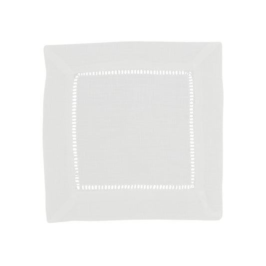White Hemstitched Napkins s 55% linen - 45% cotton, 6 Inch Square (12 pcs.)