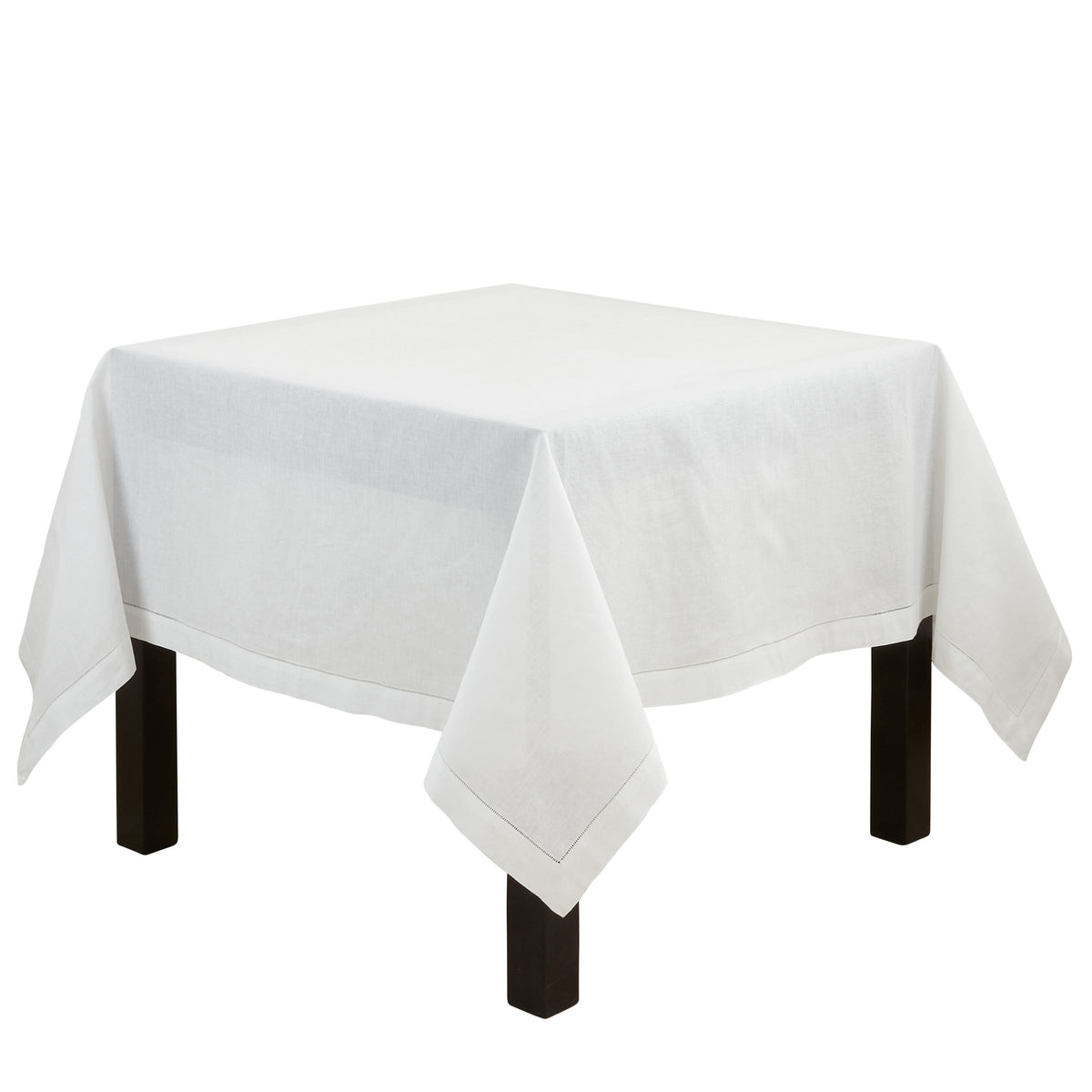 White  Hemstitched Topper  55% linen - 45% cotton