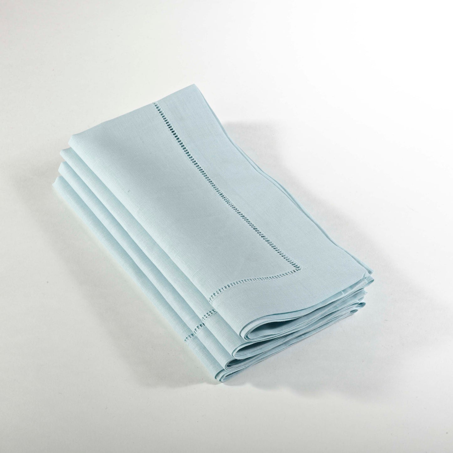 Aqua Hemstitched Dinner Napkins 55% linen - 45% cotton, 20 Inch Square (12 pcs.)