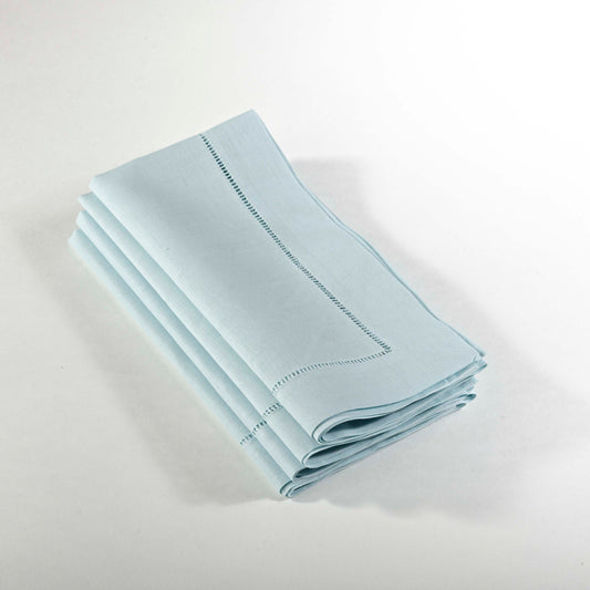 Aqua Hemstitched Dinner Napkins 55% linen - 45% cotton, 20 Inch Square (12 pcs.)