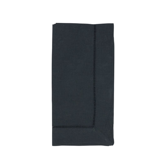 Black Hemstitched Dinner Napkins 55% linen - 45% cotton, 20 Inch Square (12 pcs.)