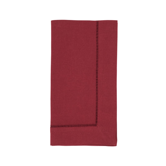 Burgundy Hemstitched Dinner Napkins 55% linen - 45% cotton, 20 Inch Square (12 pcs.)