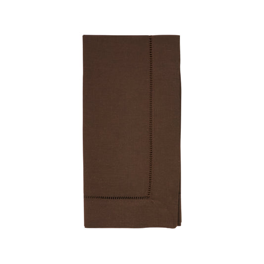 Chocolate Hemstitched Dinner Napkins 55% linen - 45% cotton, 20 Inch Square (12 pcs.)