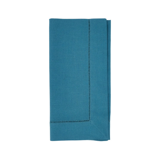 Indigo Blue Hemstitched Dinner Napkins 55% linen - 45% cotton, 20 Inch Square (12 pcs.)