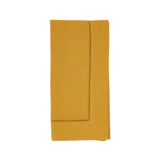 Mustard Hemstitched Dinner Napkins 55% linen - 45% cotton, 20 Inch Square (12 pcs.)