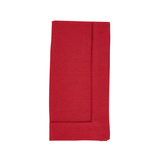 Red Hemstitched Dinner Napkins 55% linen - 45% cotton, 20 Inch Square (12 pcs.)