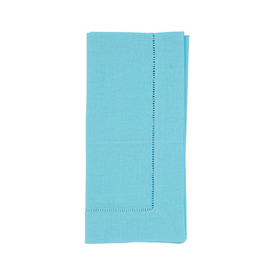 Turquoise Hemstitched Dinner Napkins 55% linen - 45% cotton, 20 Inch Square (12 pcs.)