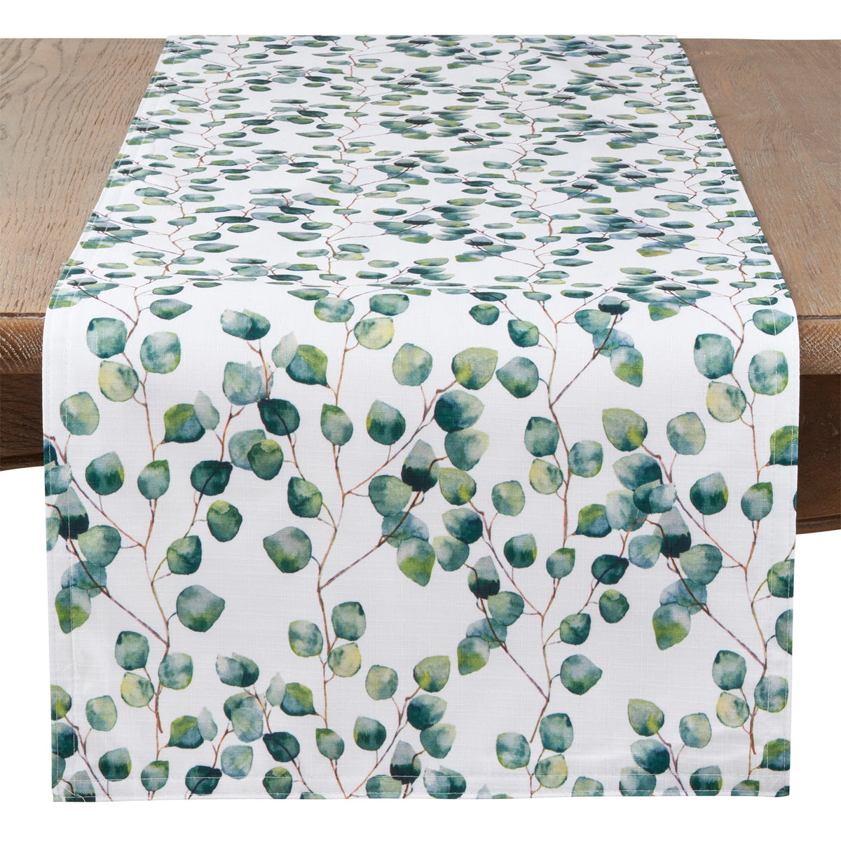Everyday / All Season Eucalyptus Green Eucalyptus Leaf Table Runner, 100% Polyester