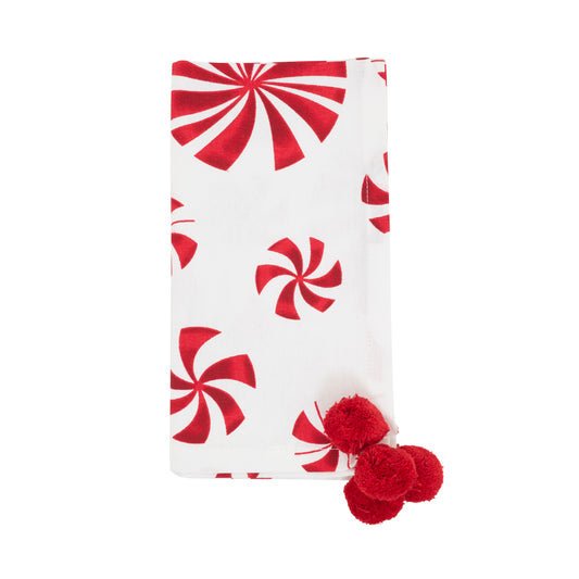 Red/White Peppermints Napkins 100% cotton, 20 Inch Square (4 pcs.)