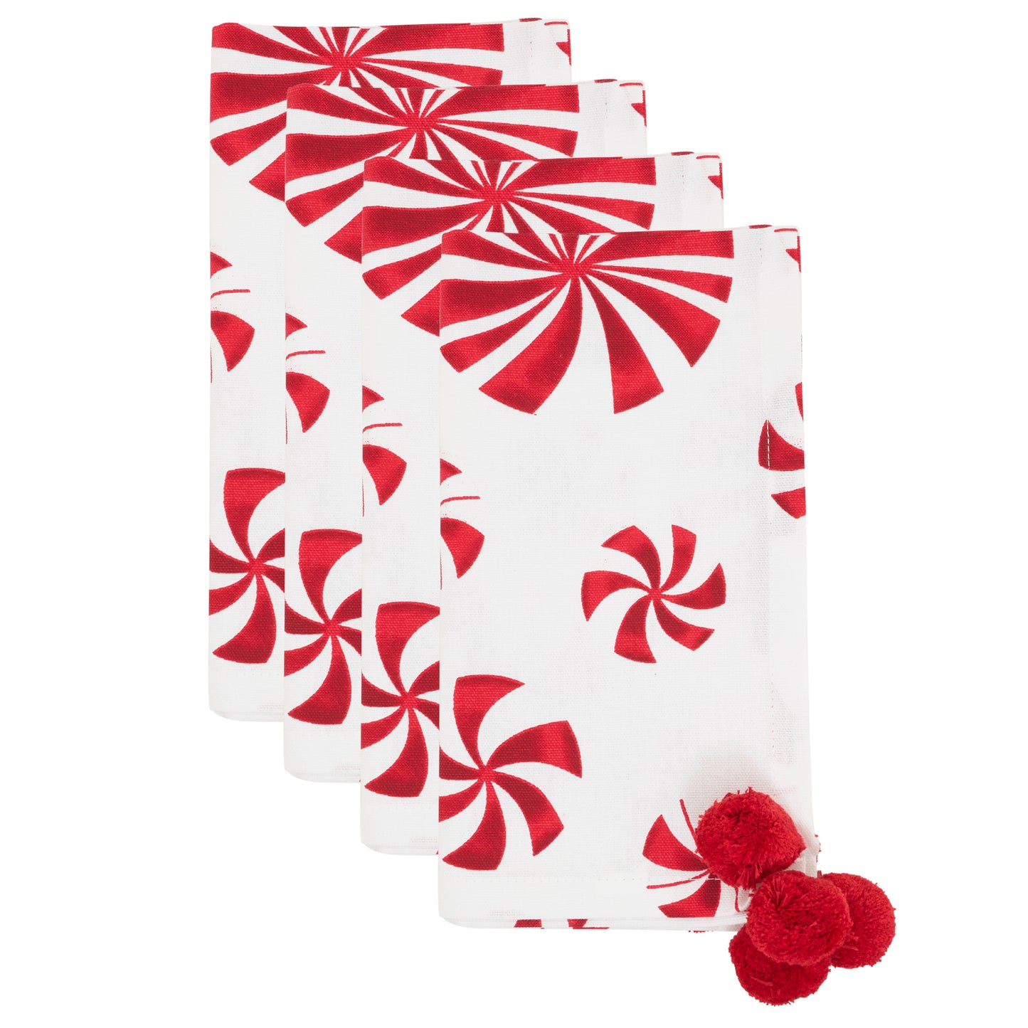 Red/White Peppermints Napkins 100% cotton, 20 Inch Square (4 pcs.)