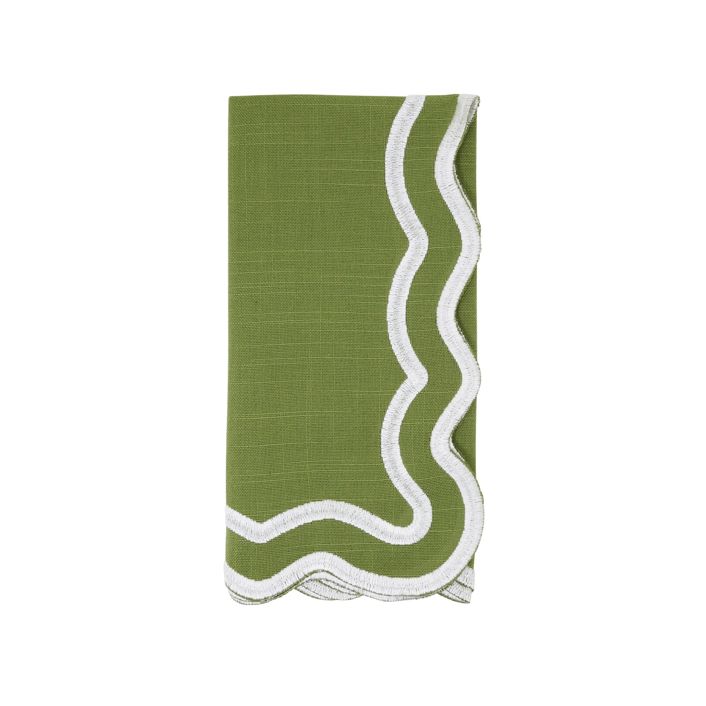 Kiwi Scalloped Border Napkins 100% polyester, 20 Inch Square (4 pcs.)