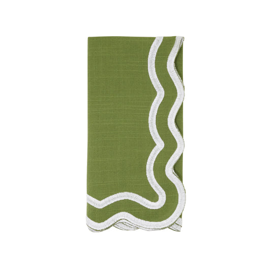 Kiwi Scalloped Border Napkins 100% polyester, 20 Inch Square (4 pcs.)