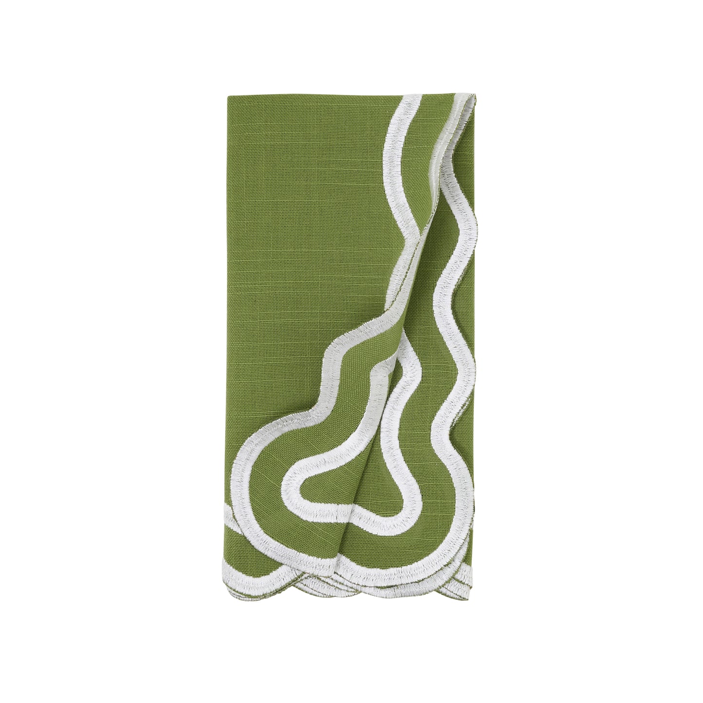 Kiwi Scalloped Border Napkins 100% polyester, 20 Inch Square (4 pcs.)