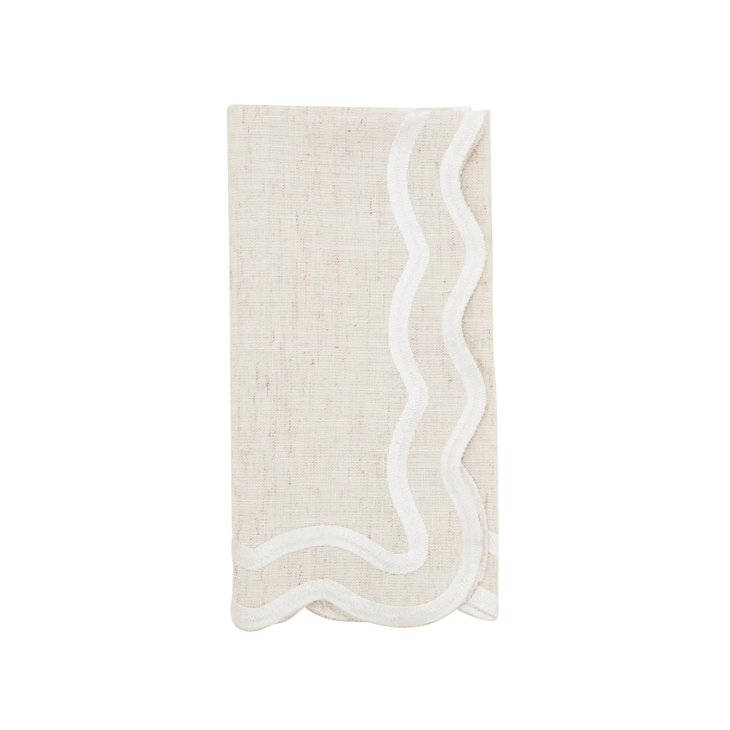 Natural Scalloped Border Napkins 100% polyester, 20 Inch Square (4 pcs.)