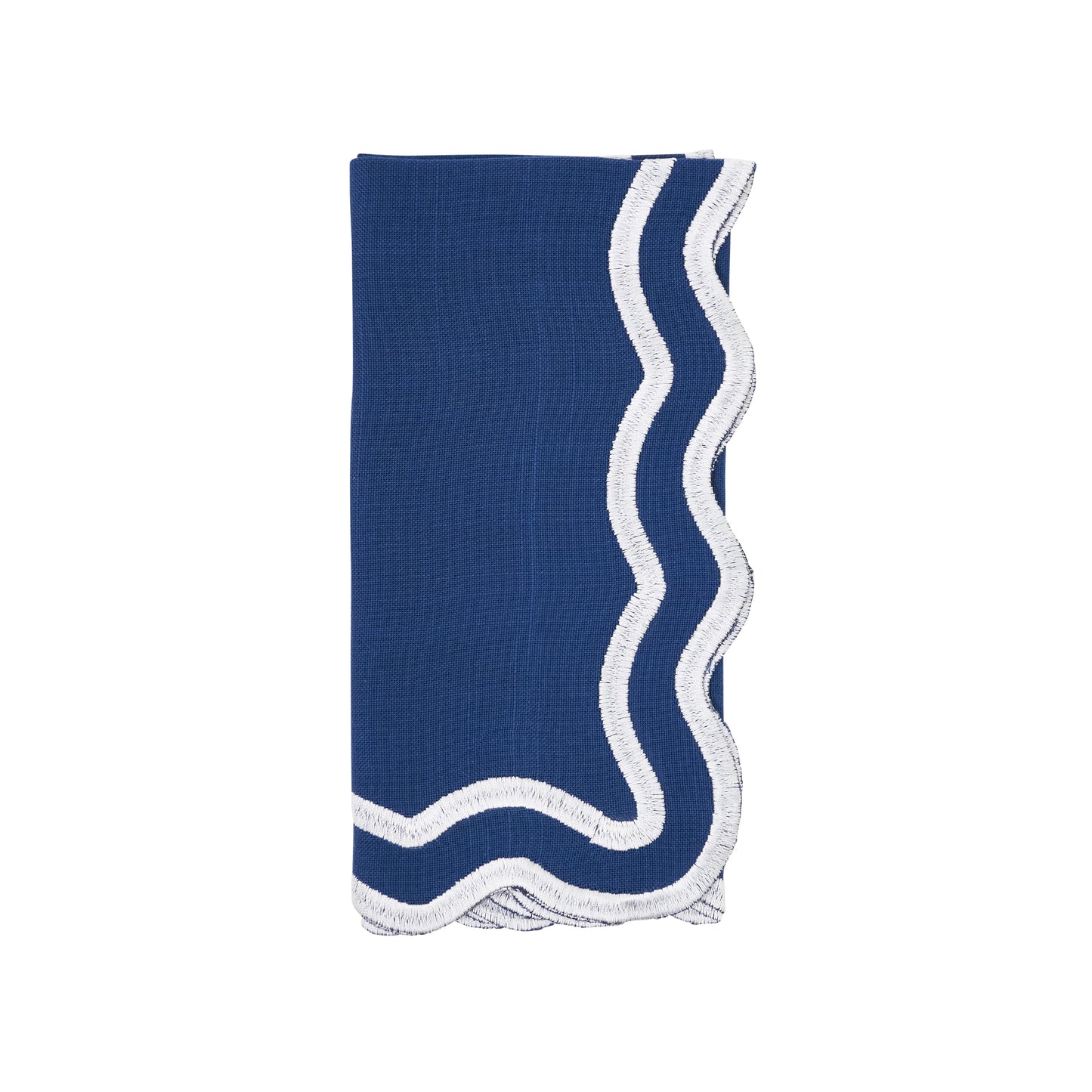 Navy Blue Scalloped Border Napkins 100% polyester, 20 Inch Square (4 pcs.)