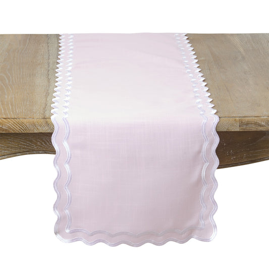 Everyday / All Season Pink Scalloped Border Table Runner, 100% polyester