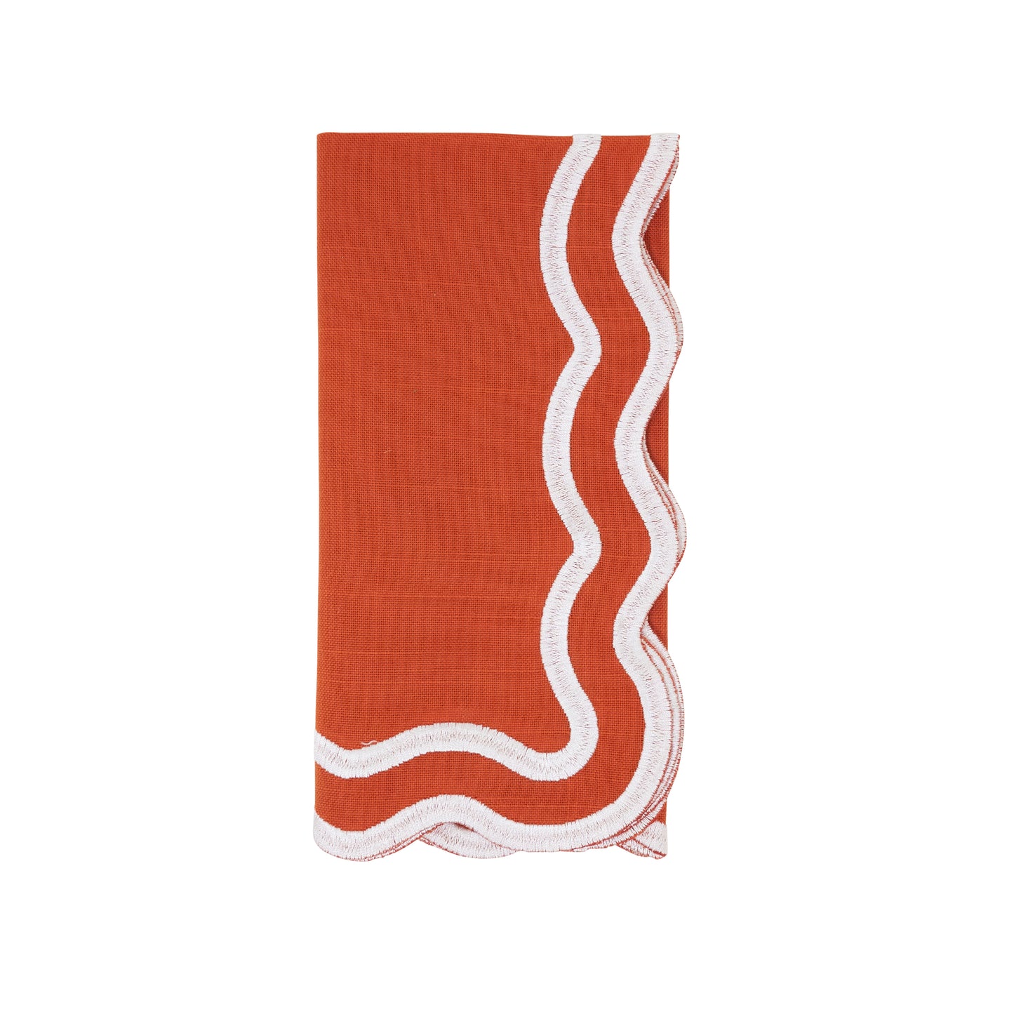 Pumpkin Scalloped Border Napkins 100% polyester, 20 Inch Square (4 pcs.)