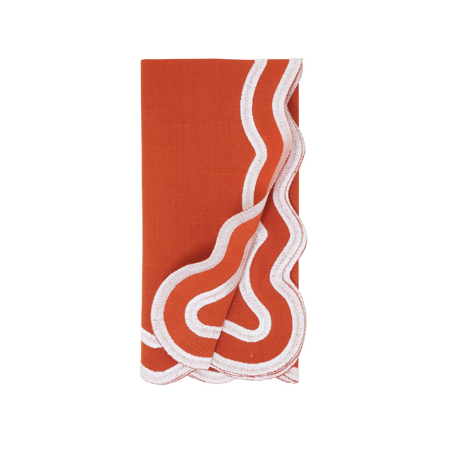 Pumpkin Scalloped Border Napkins 100% polyester, 20 Inch Square (4 pcs.)