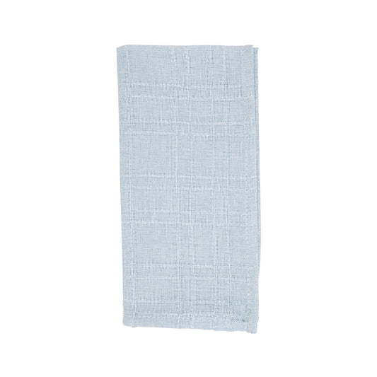 Aqua Stitched Plaid Napkins 100% polyester, 20 Inch Square (4 pcs.)