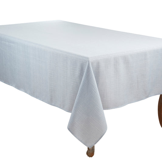 Aqua Blue  Stitched Plaid Tablecloth  100% polyester
