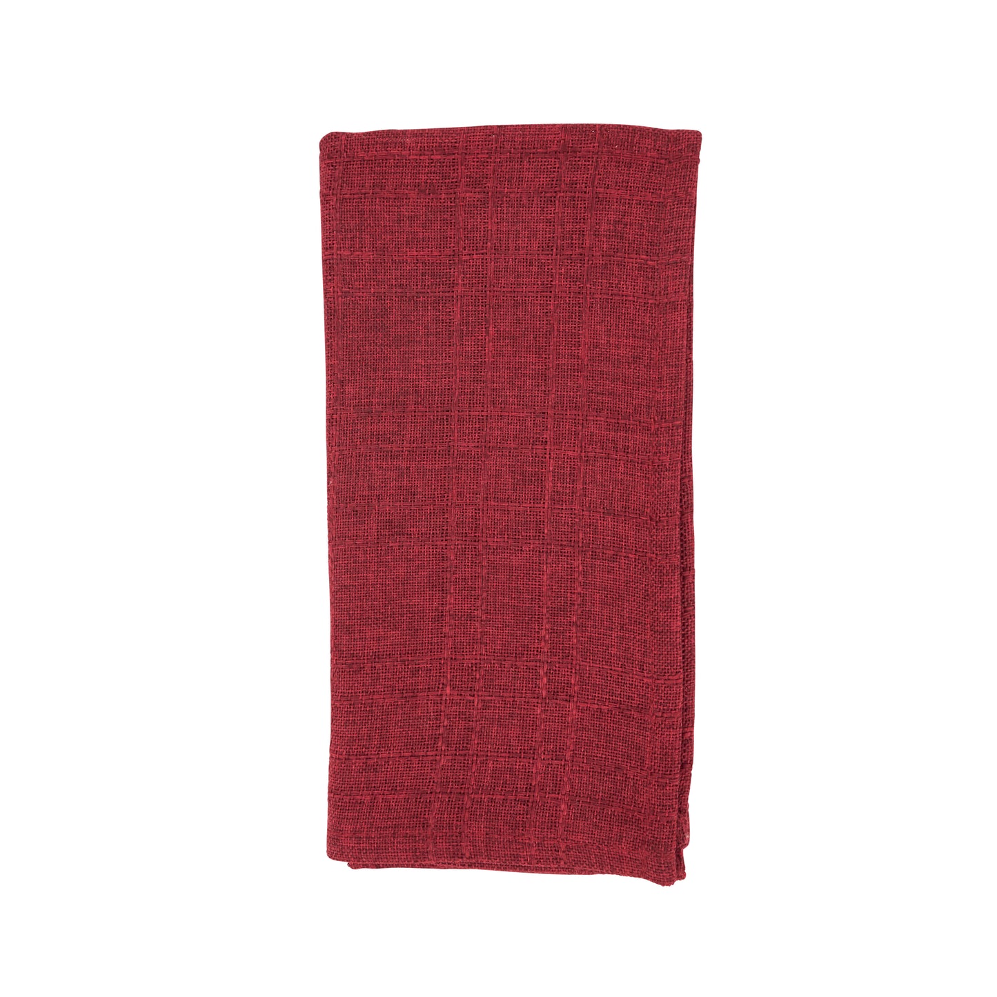 Burgundy Stitched Plaid Napkins 100% polyester, 20 Inch Square (4 pcs.)