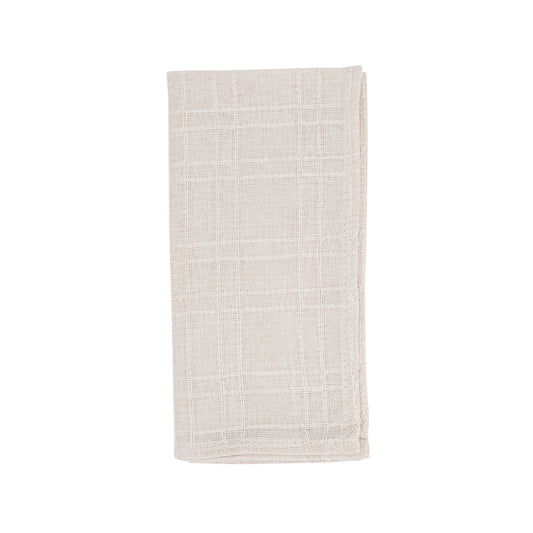 Natural Stitched Plaid Napkins 100% polyester, 20 Inch Square (4 pcs.)