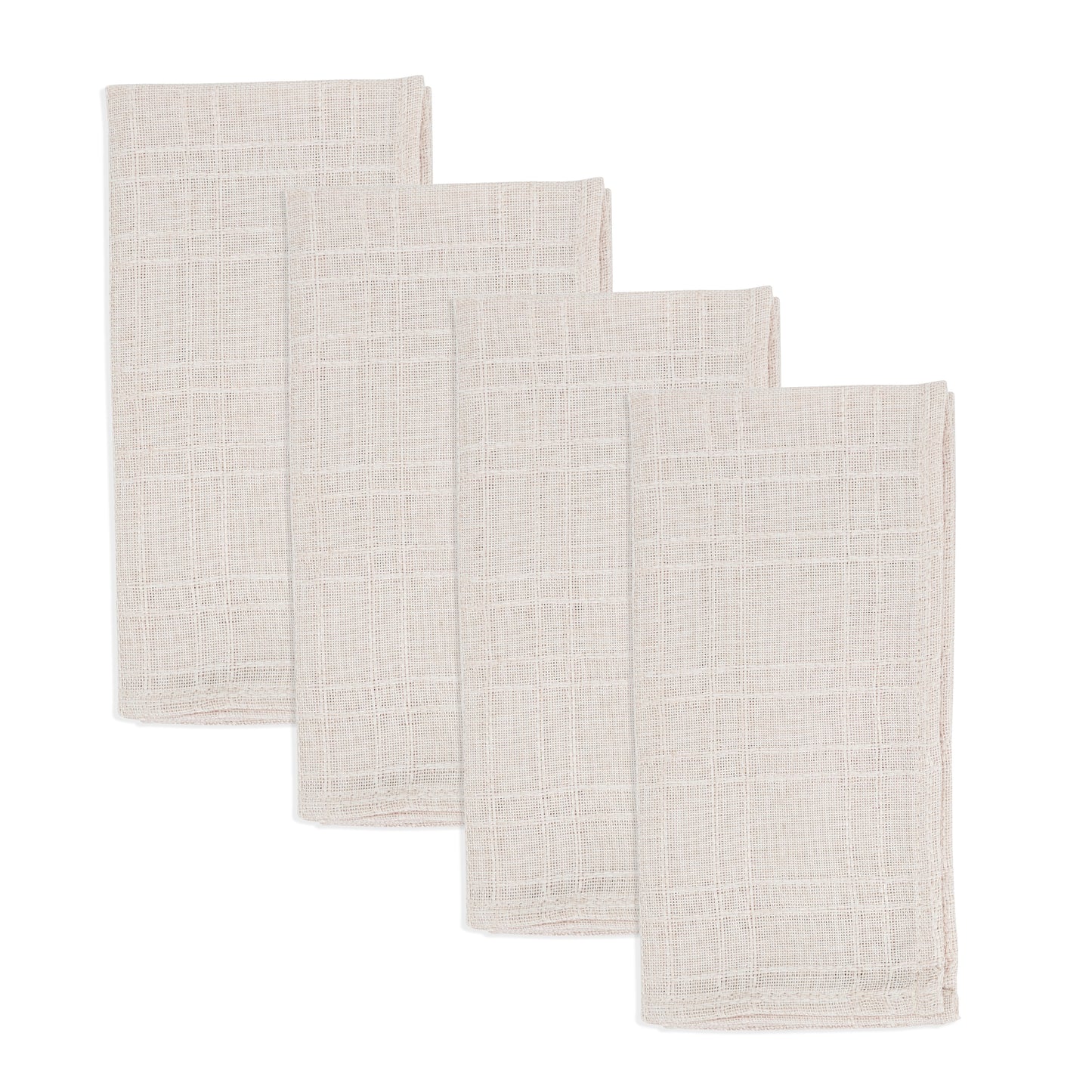 Natural Stitched Plaid Napkins 100% polyester, 20 Inch Square (4 pcs.)