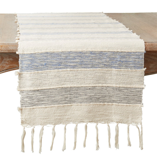 Everyday / All Season Blue Stripe Table Runner, 100% cotton
