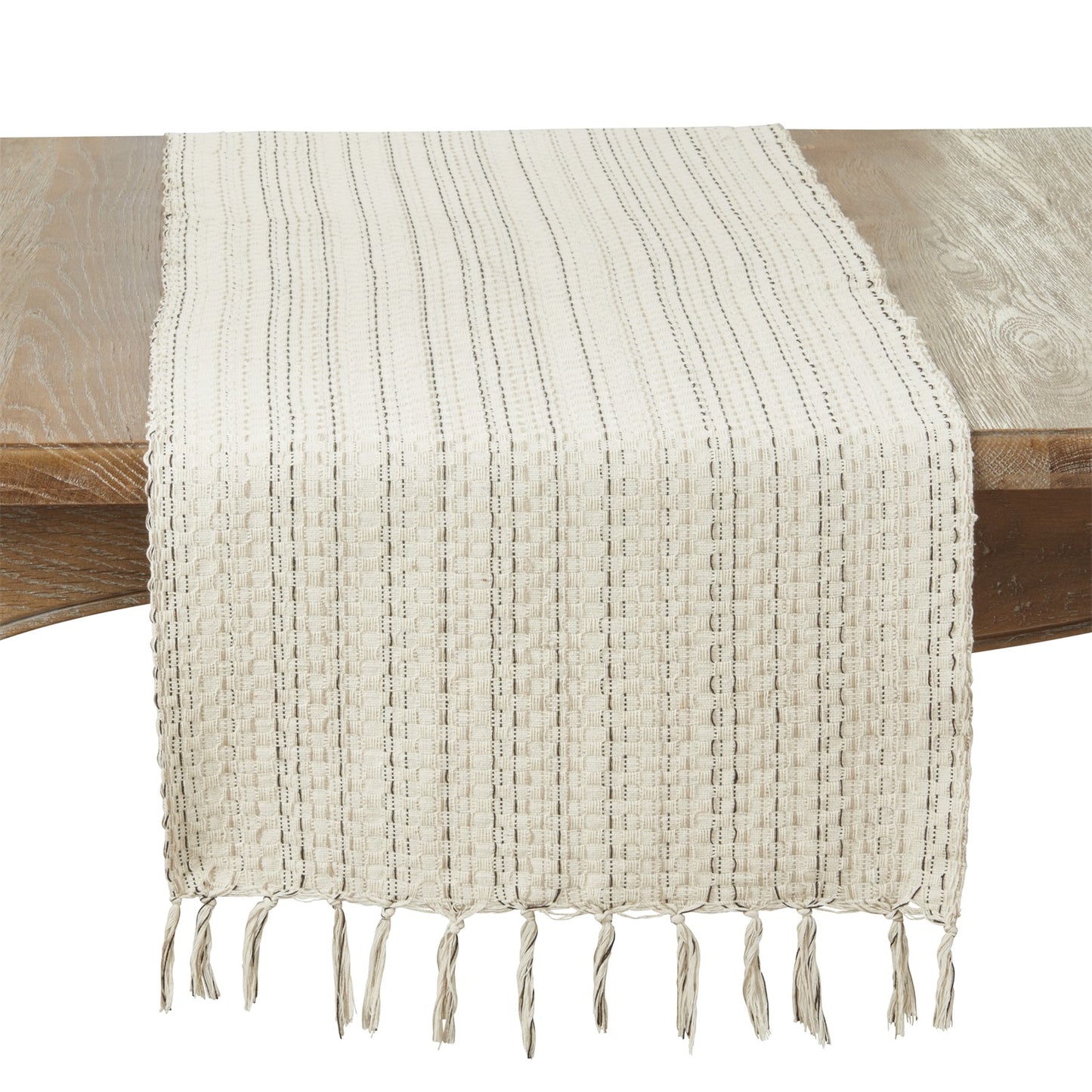 Everyday / All Season Natural Beige Striped Table Runner, 100% cotton