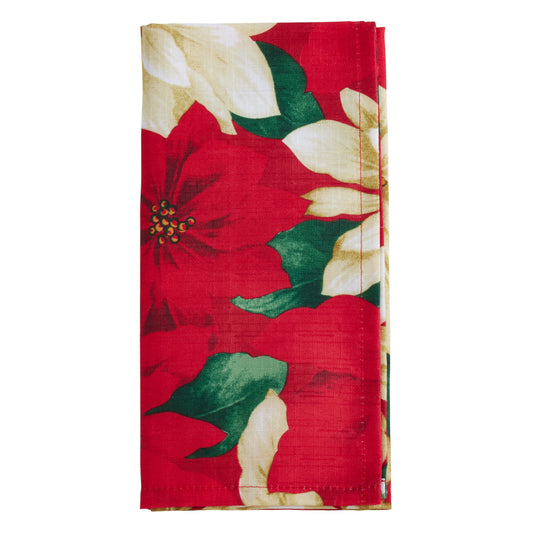 Multi Poinsettia Napkins 100% polyester, 20 Inch Square (12 pcs.)