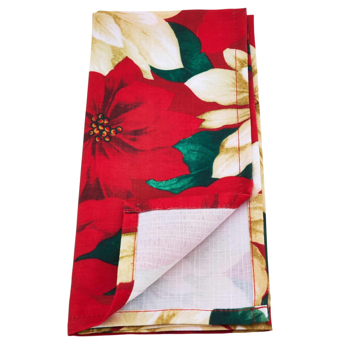 Multi Poinsettia Napkins 100% polyester, 20 Inch Square (12 pcs.)