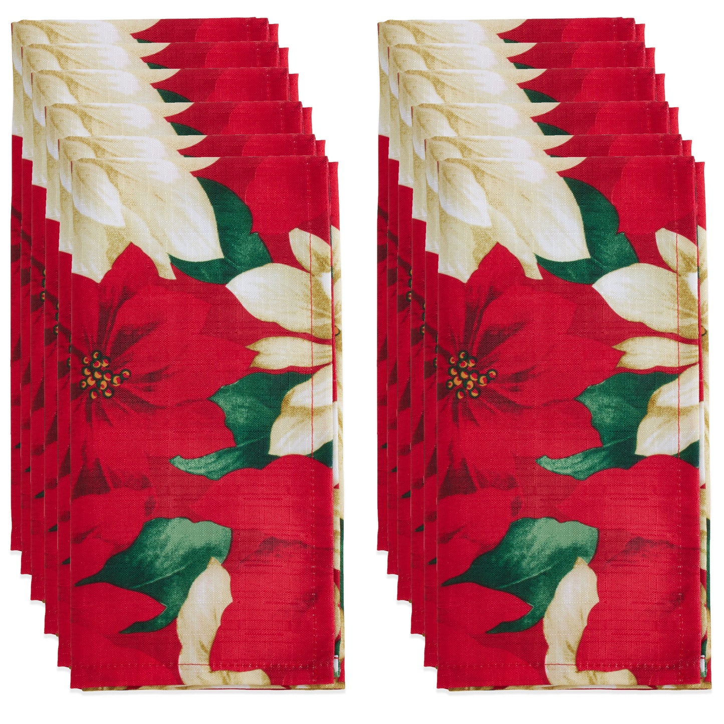 Multi Poinsettia Napkins 100% polyester, 20 Inch Square (12 pcs.)