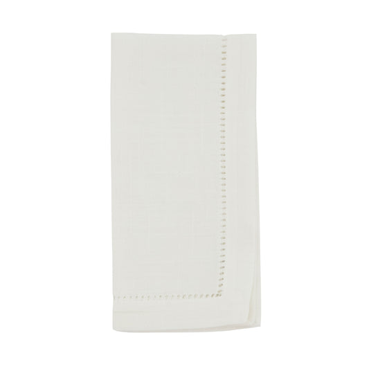 Ivory Dinner Napkins with Hemstitch Border 100% Polyester, 22 Inch Square (12 pcs.)
