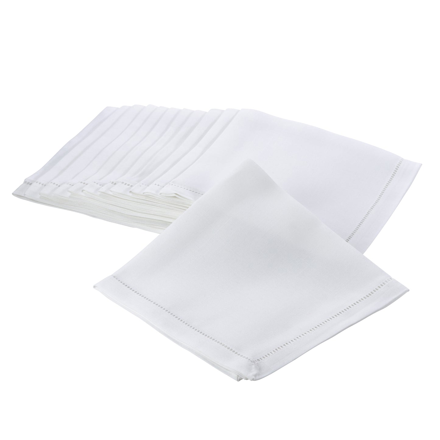 White Dinner Napkins with Hemstitch Border 100% Polyester, 18 Inch Square (12 pcs.)