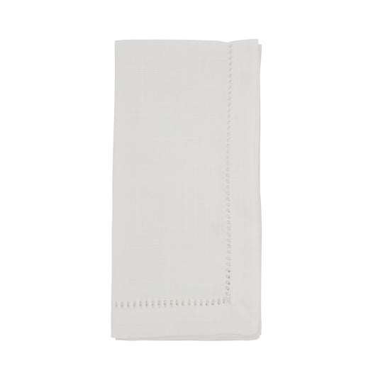 White Dinner Napkins with Hemstitch Border 100% Polyester, 20 Inch Square (12 pcs.)