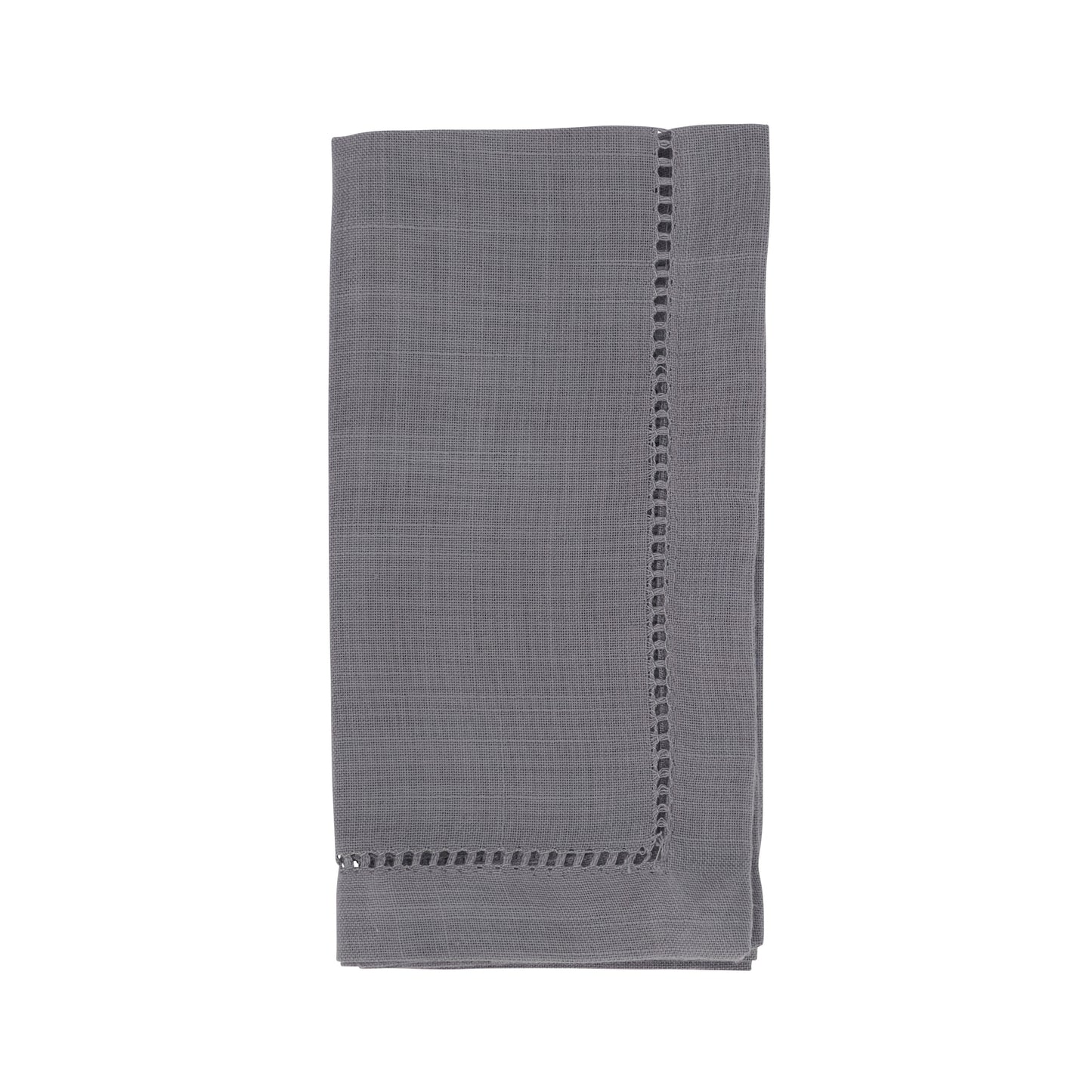 Grey Hemstitched Border Dinner Napkins 100% Polyester, 18 Inch Square (12 pcs.)