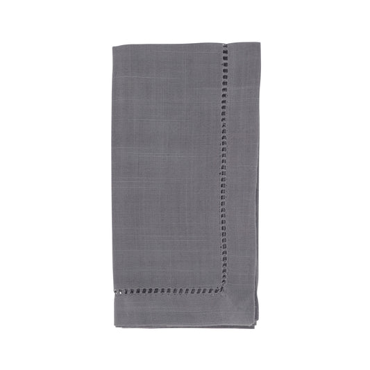 Grey Hemstitched Border Dinner Napkins 100% Polyester, 18 Inch Square (12 pcs.)