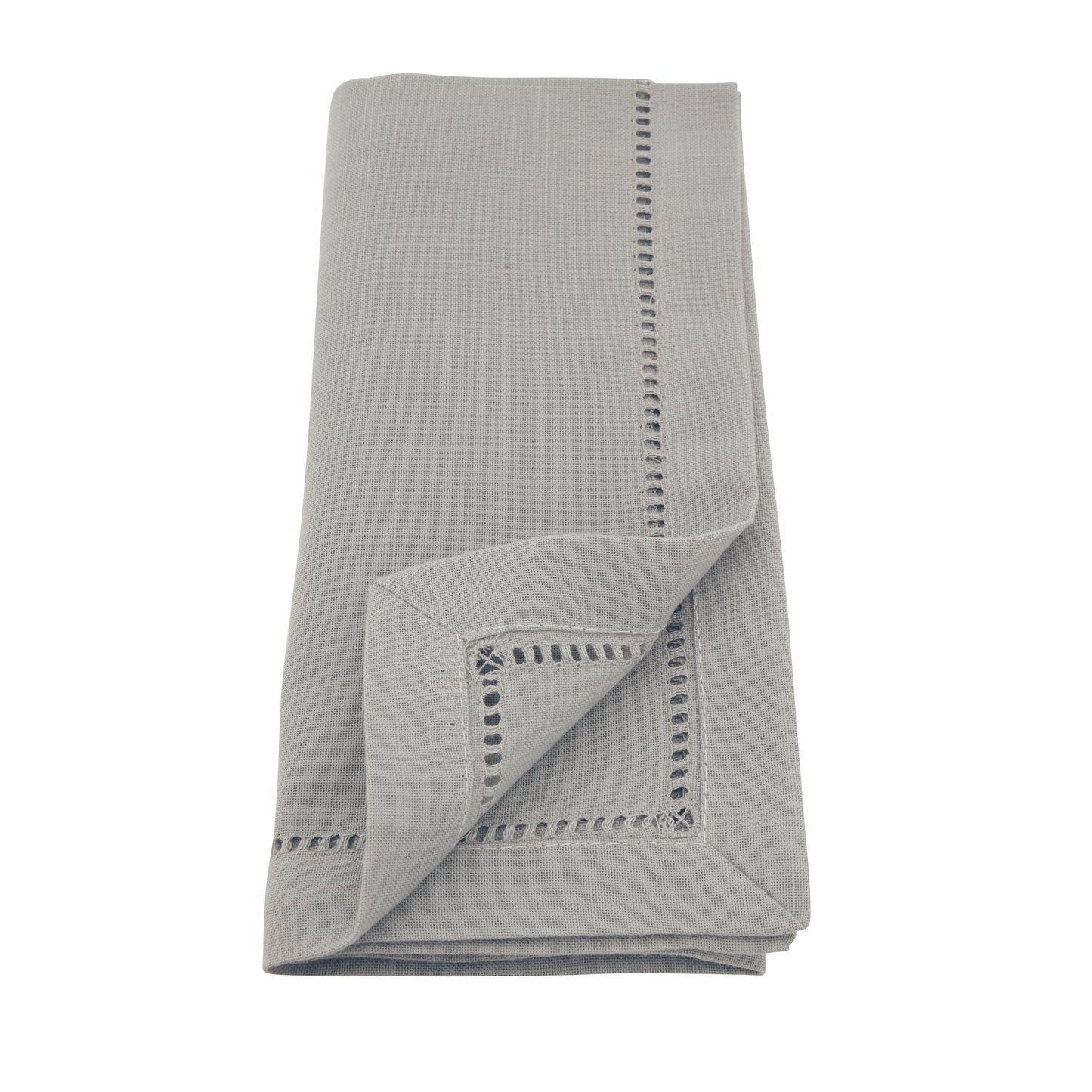 Grey Hemstitched Border Dinner Napkins 100% Polyester, 18 Inch Square (12 pcs.)