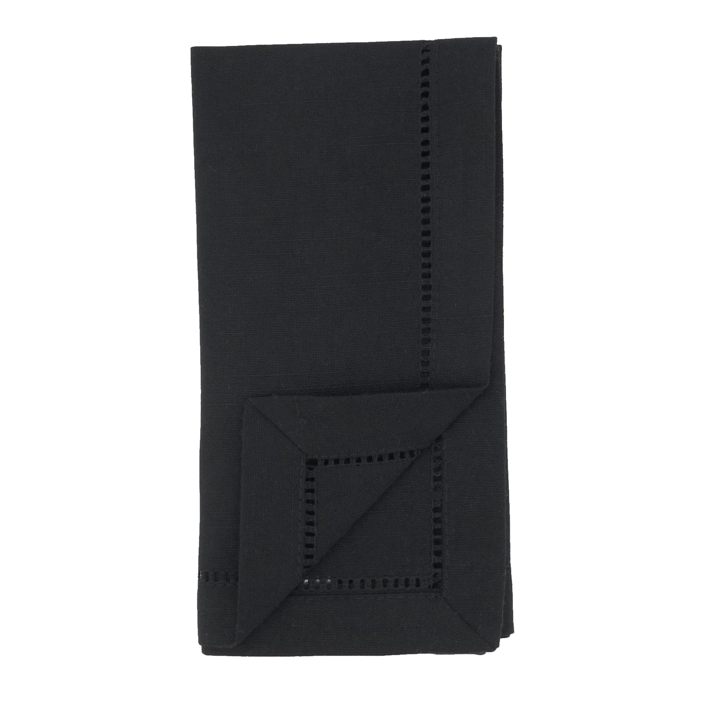 Black Hemstitched Border Dinner Napkins 100% Polyester, 18 Inch Square (12 pcs.)