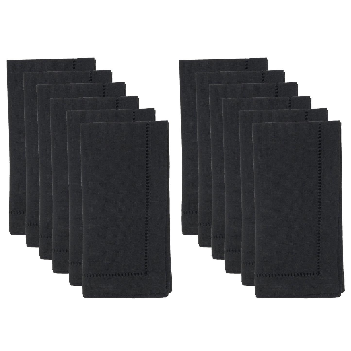 Black Hemstitched Border Dinner Napkins 100% Polyester, 18 Inch Square (12 pcs.)