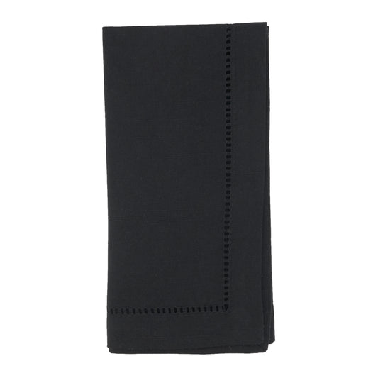 Black Hemstitched Border Dinner Napkins 100% Polyester, 22 Inch Square (12 pcs.)