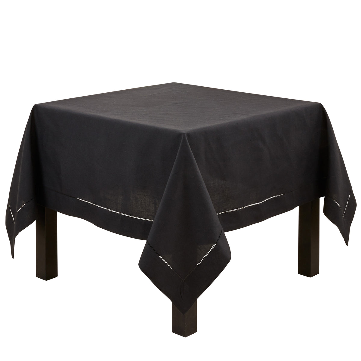 Black  Tablecloth with Hemstitched Border  100% Polyester