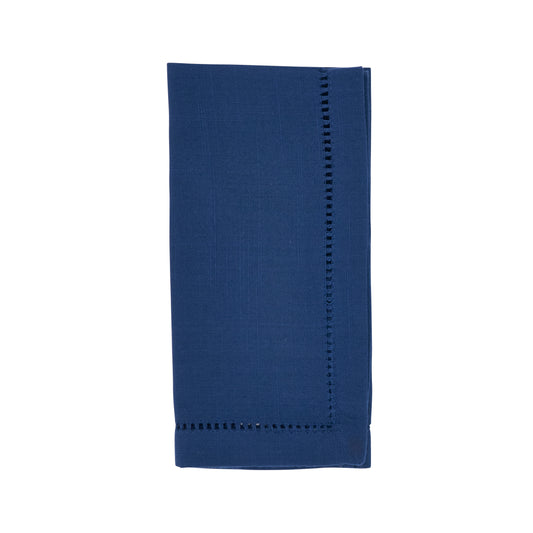 Navy Blue Hemstitched Border Dinner Napkins 100% Polyester, 18 Inch Square (12 pcs.)