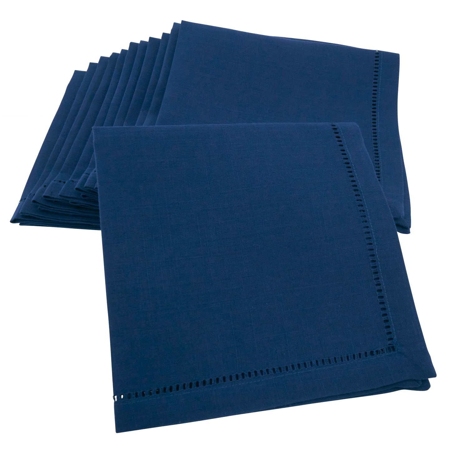 Navy Blue Hemstitched Border Dinner Napkins 100% Polyester, 20 Inch Square (12 pcs.)