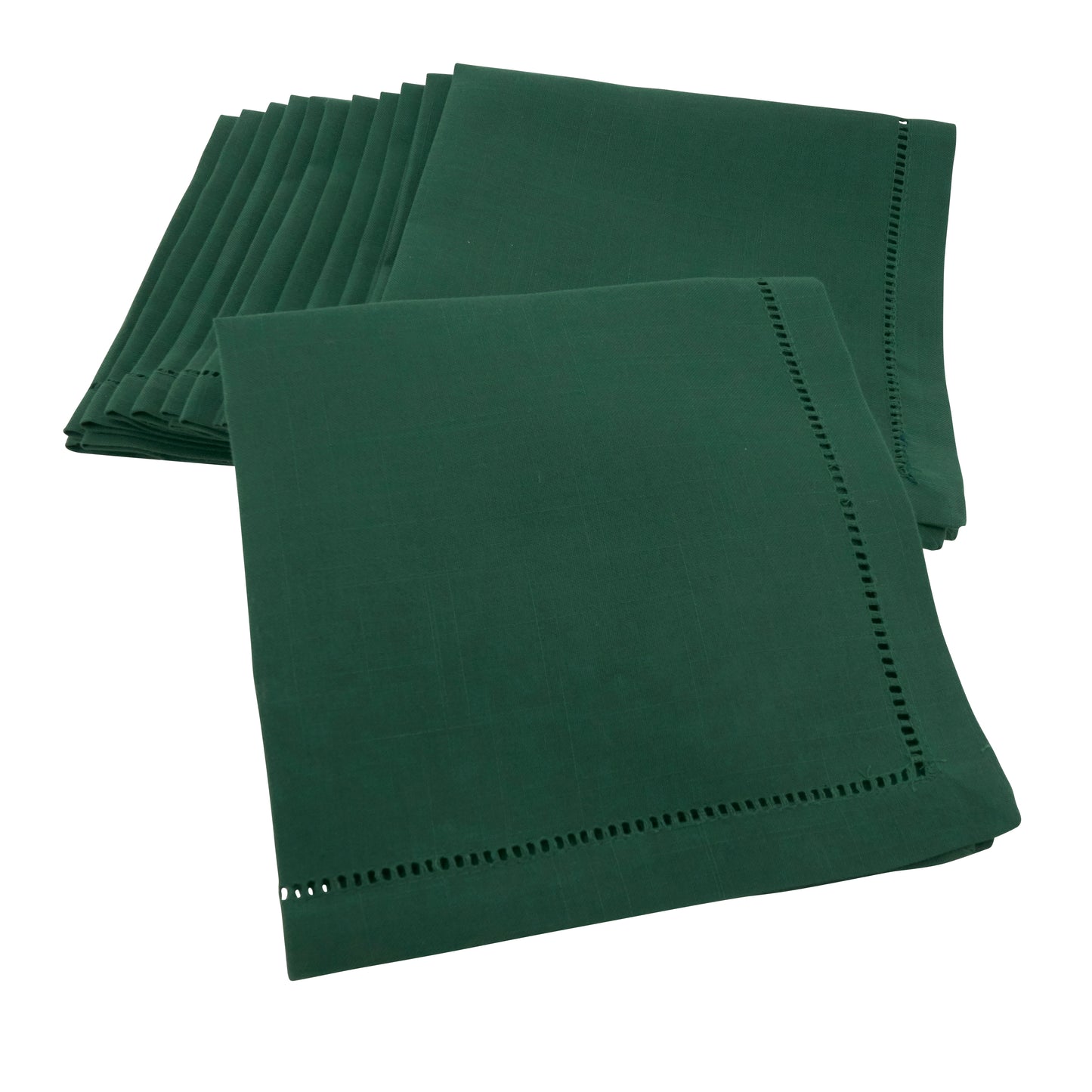 Jasper Green Hemstitched Border Dinner Napkins 100% Polyester, 22 Inch Square (12 pcs.)