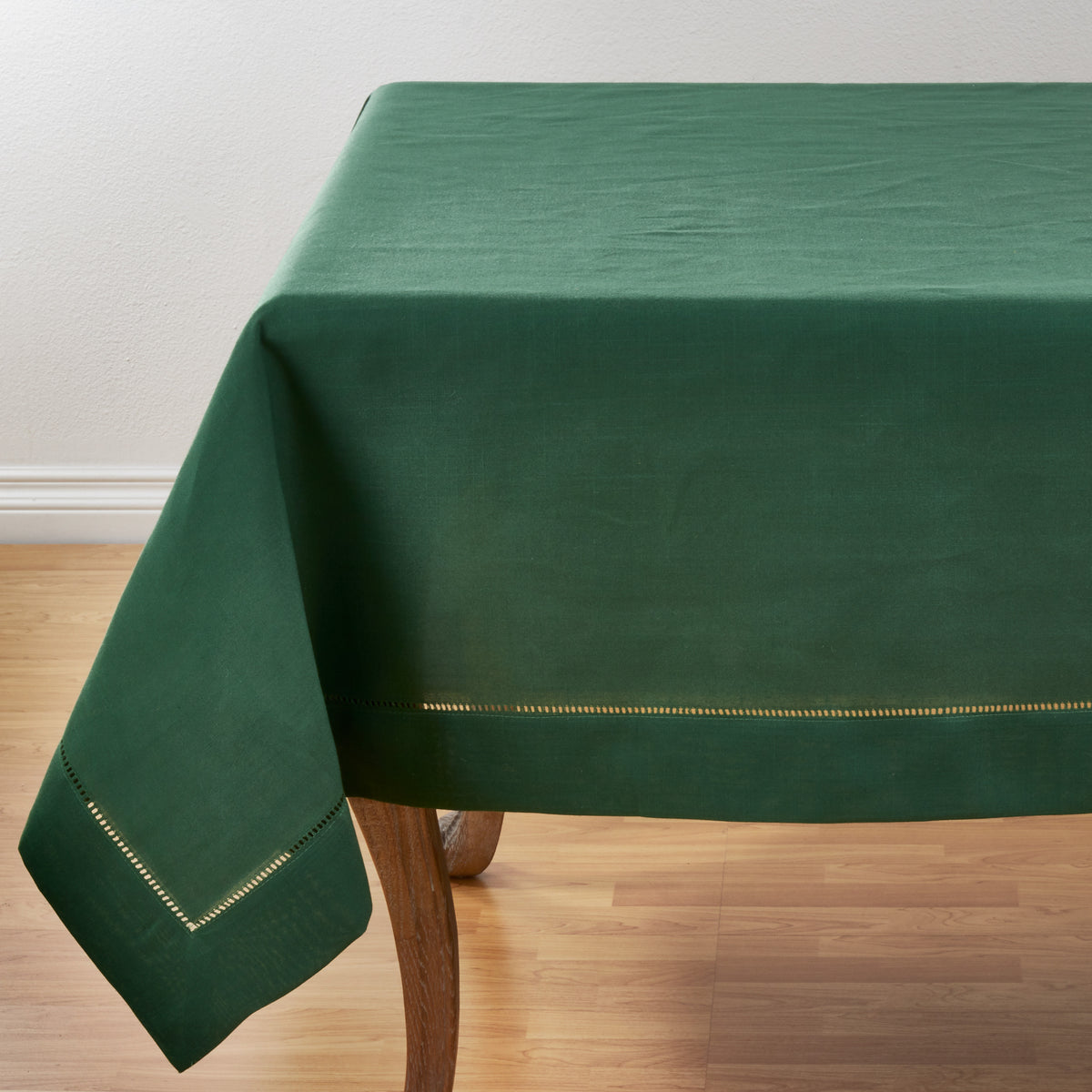 Jasper Green  Tablecloth with Hemstitched Border  100% Polyester