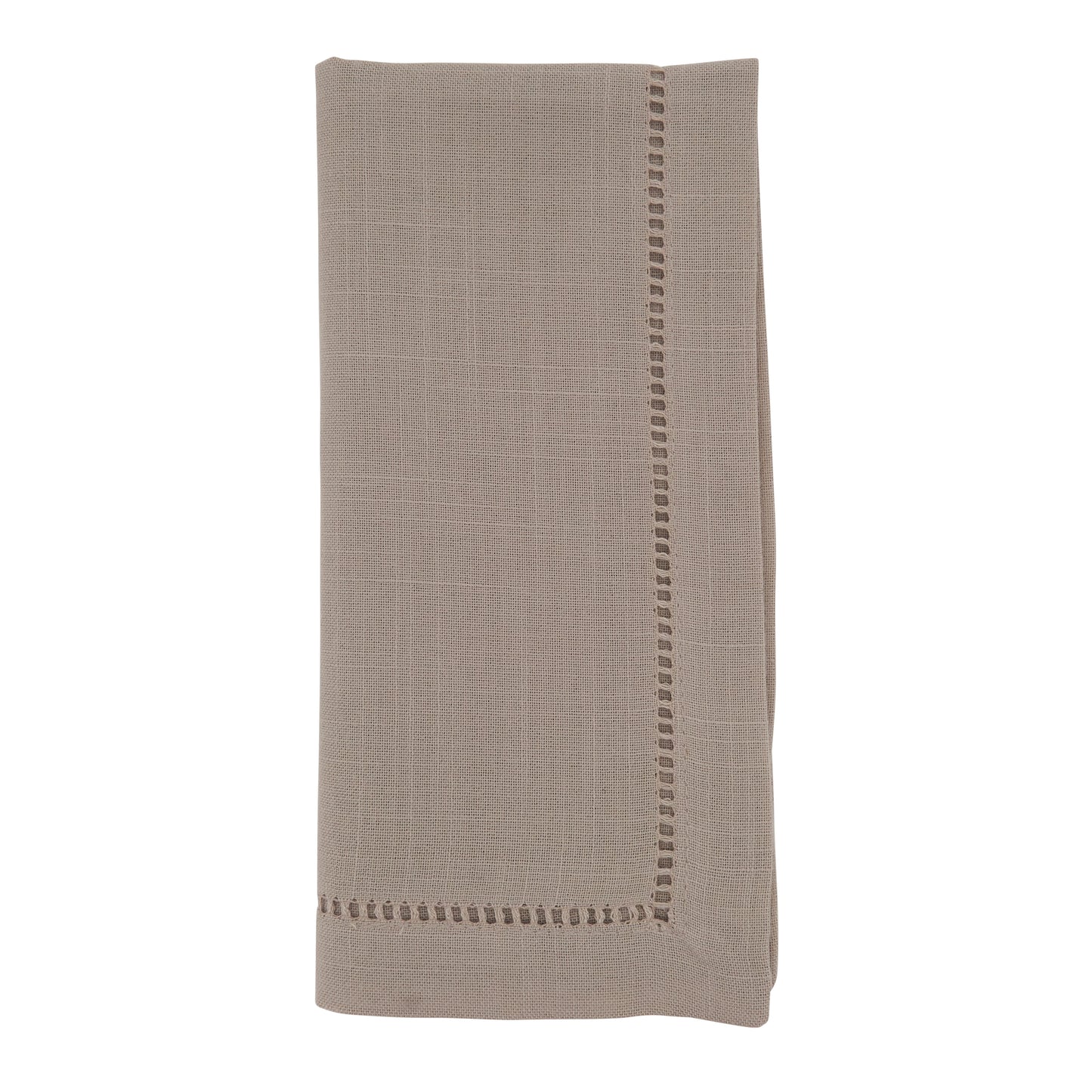 Taupe Hemstitched Border Dinner Napkins 100% Polyester, 18 Inch Square (12 pcs.)
